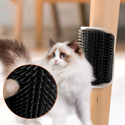 Cat Self Groomer Catnip  Dog Cat Toy Corner Groomer Wall Corner Scratcher Comb Grooming Massage Brush - Black