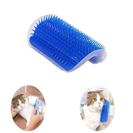 Cat Self Groomer Catnip  Dog Cat Toy Corner Groomer Wall Corner Scratcher Comb Grooming Massage Brush - Blue