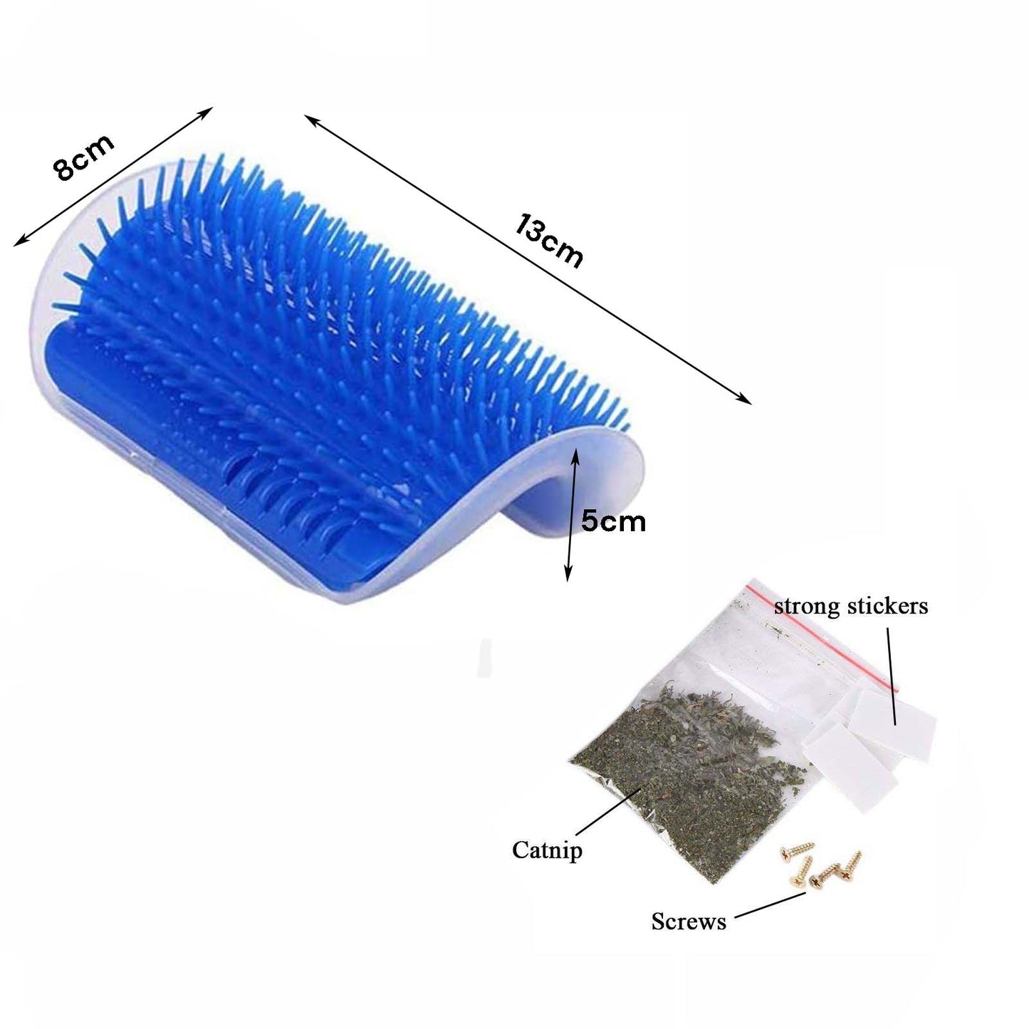 Cat Self Groomer Catnip  Dog Cat Toy Corner Groomer Wall Corner Scratcher Comb Grooming Massage Brush - Blue