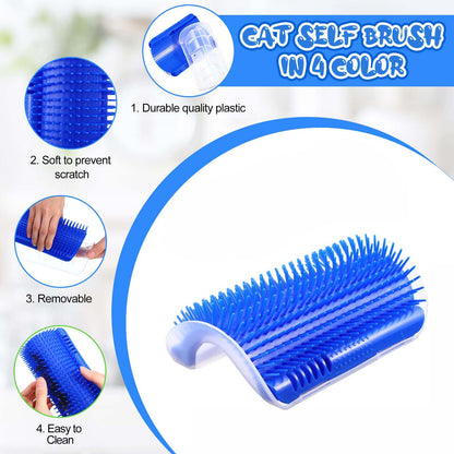 Cat Self Groomer Catnip  Dog Cat Toy Corner Groomer Wall Corner Scratcher Comb Grooming Massage Brush - Blue