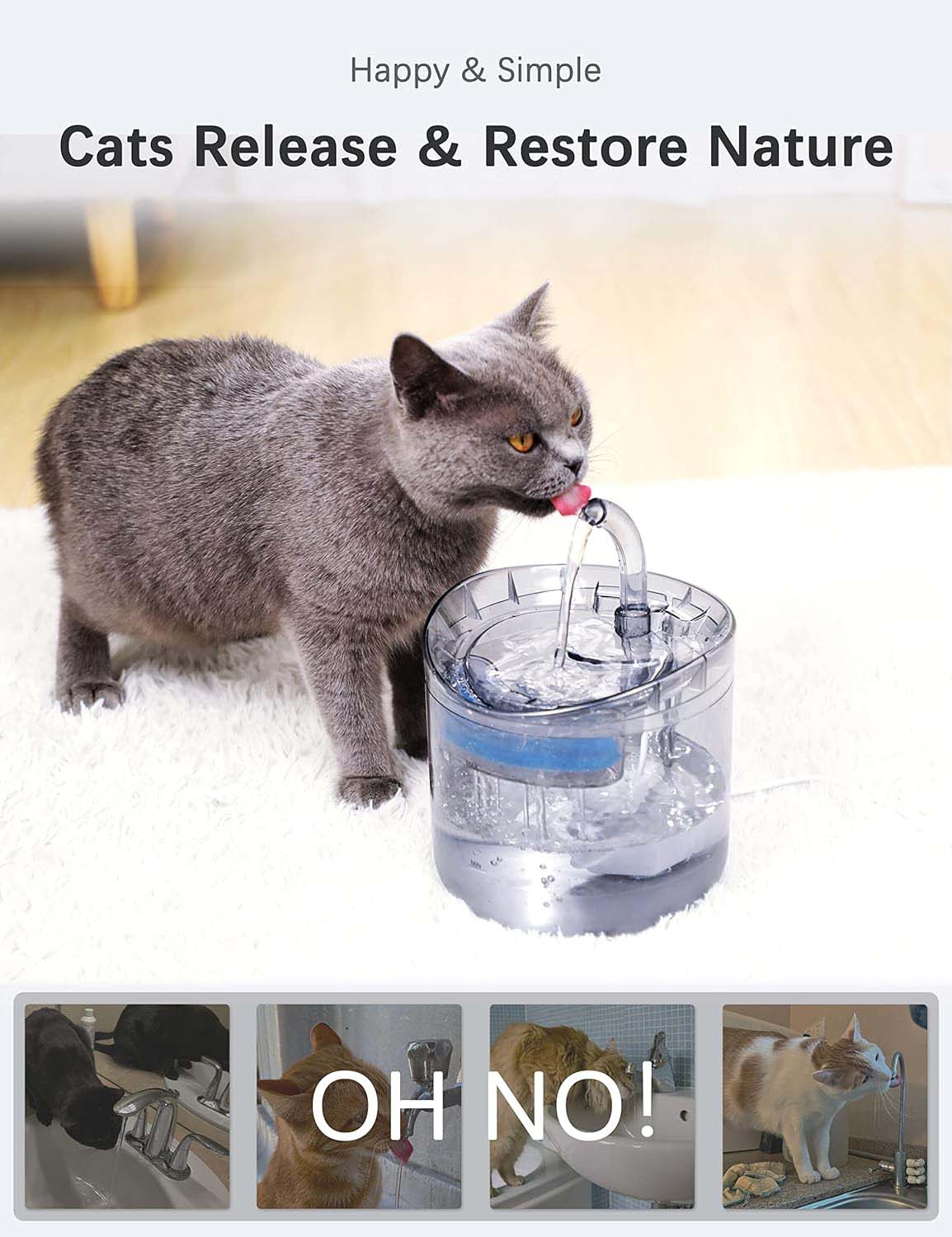 Automatic Pet Water Fountain Dispenser 1.8L