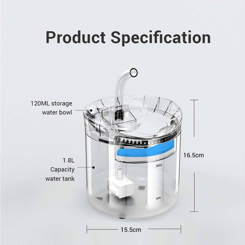 Automatic Pet Water Fountain Dispenser with Sensor 1.8L