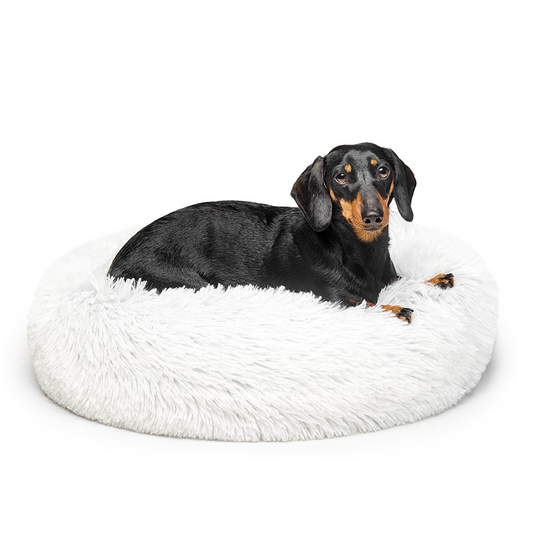 Fur King - "Aussie" Calming Dog Bed  - White - 60 CM - Small