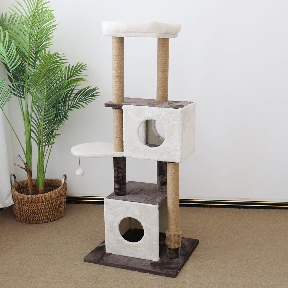 CATIO - Deluxe Multi-Function Three-Level Dual Cat Scratching Tree 141cm