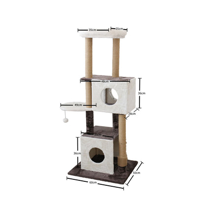 CATIO - Deluxe Multi-Function Three-Level Dual Cat Scratching Tree 141cm