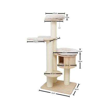 CATIO - VINTAGE Solid Wood Cat Climbing Tree Post Scratcher 176cm