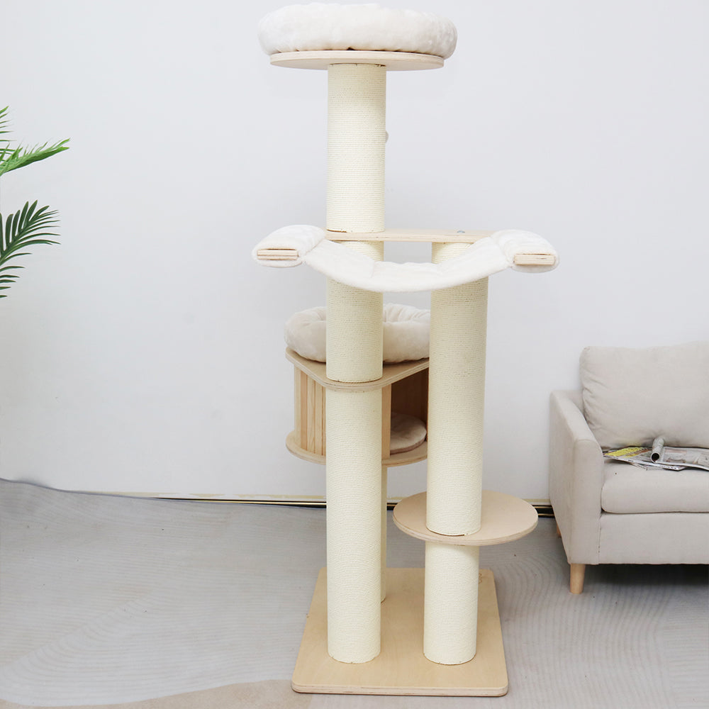 CATIO - VINTAGE Solid Wood Cat Climbing Tree Post Scratcher 176cm