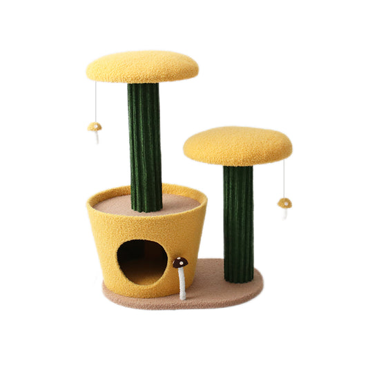 CATIO - 2-Level Yellow Mushroom Cat Scratching Tree