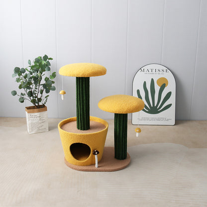 CATIO - 2-Level Yellow Mushroom Cat Scratching Tree