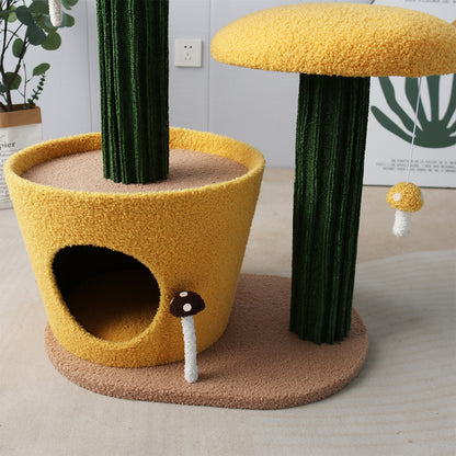 CATIO - 2-Level Yellow Mushroom Cat Scratching Tree