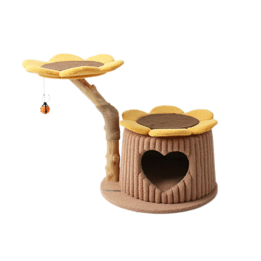 CMISSTREE - Heart Shaped Cat House With Sunflower Cat Tree