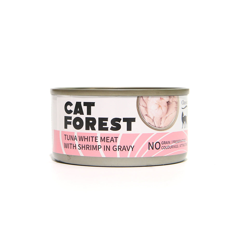 CAT FOREST - Classic Tuna White Meat With Shrimp In Gravy Cat Canned Food 85G X 24