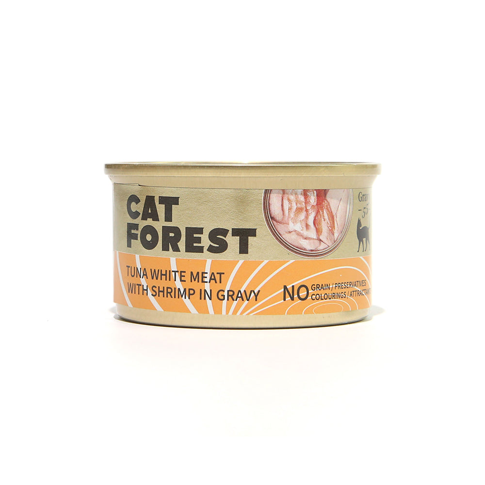 CAT FOREST - Premium Tuna White Meat With Shrimp In Gravy Cat Canned Food 85G X 24