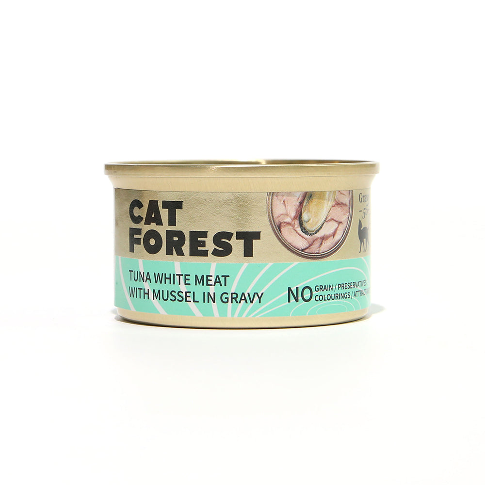 CAT FOREST - Premium Tuna White Meat With Mussel In Gravy Cat Canned Food 85G X 24