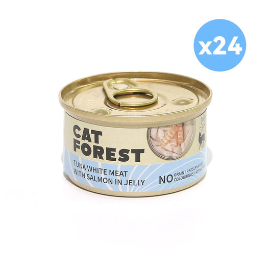 CAT FOREST - Premium Tuna White Meat With Salmon In Jelly Cat Canned Food 85G X 24