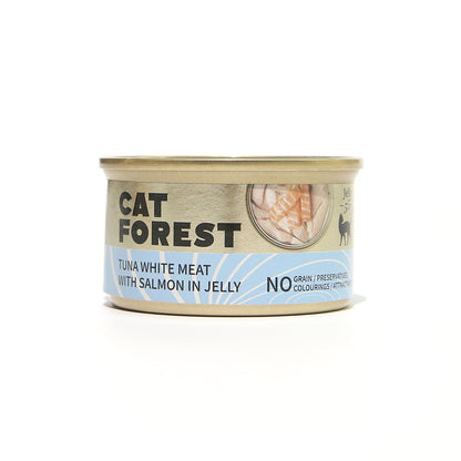 CAT FOREST - Premium Tuna White Meat With Salmon In Jelly Cat Canned Food 85G X 24