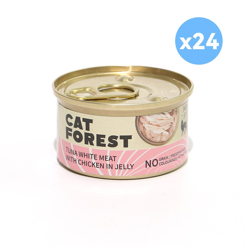 CAT FOREST - Premium Tuna White Meat With Chicken In Jelly Cat Canned Food 85G X 24