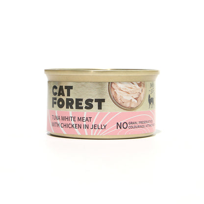 CAT FOREST - Premium Tuna White Meat With Chicken In Jelly Cat Canned Food 85G X 24