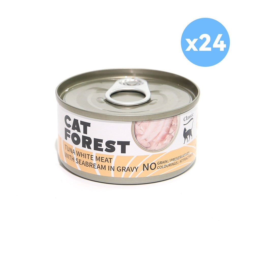 CAT FOREST - Classic Tuna White Meat With Seabream In Gravy Cat Canned Food 85G X 24