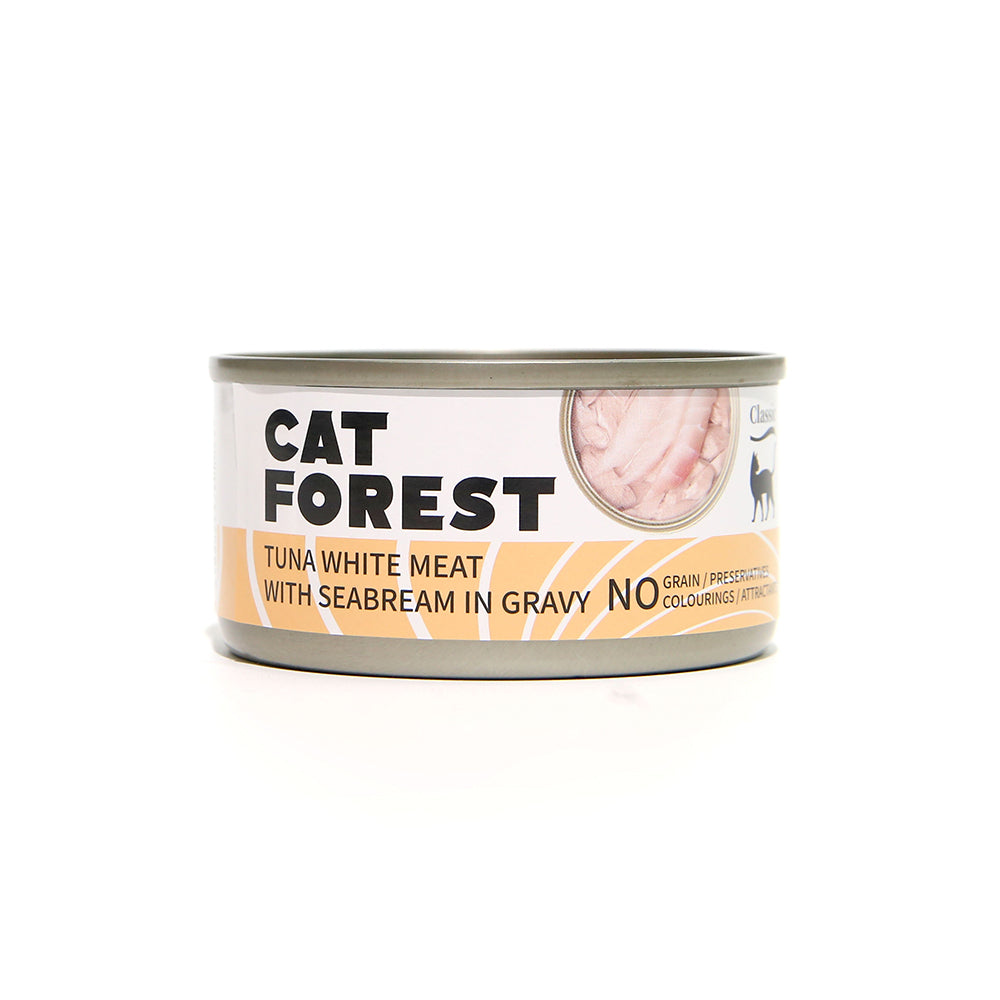 CAT FOREST - Classic Tuna White Meat With Seabream In Gravy Cat Canned Food 85G X 24