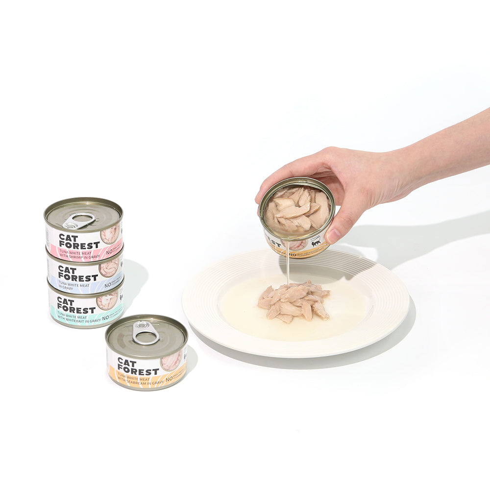 CAT FOREST - Classic Tuna White Meat With Seabream In Gravy Cat Canned Food 85G X 24