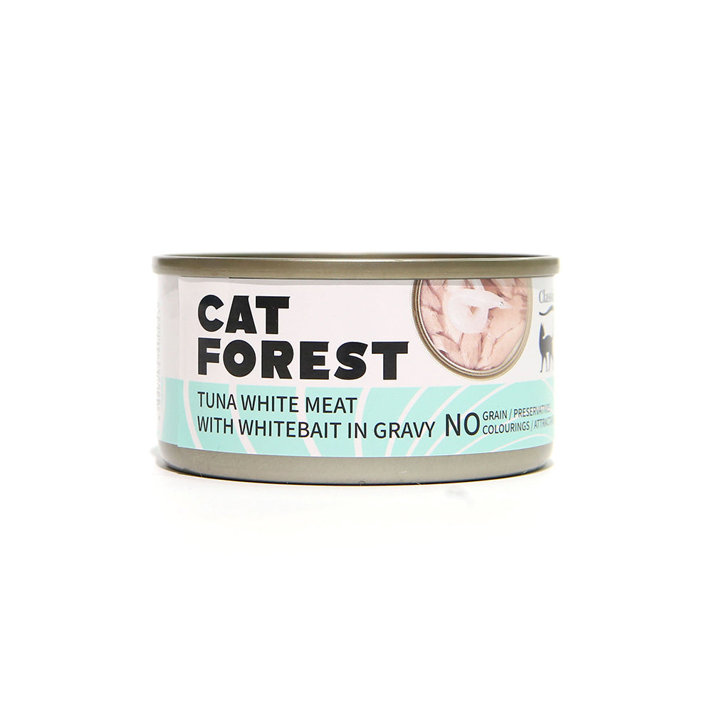 CAT FOREST - Classic Tuna White Meat With Whitebait In Gravy Cat Canned Food 85G X 24