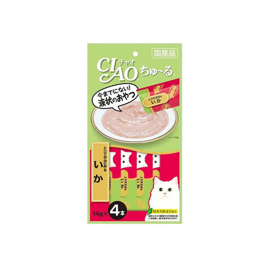 CIAO - Churu Puree Cat Wet Treat- Chicken Fillet Squid- 14G X 4 SC-79 X6