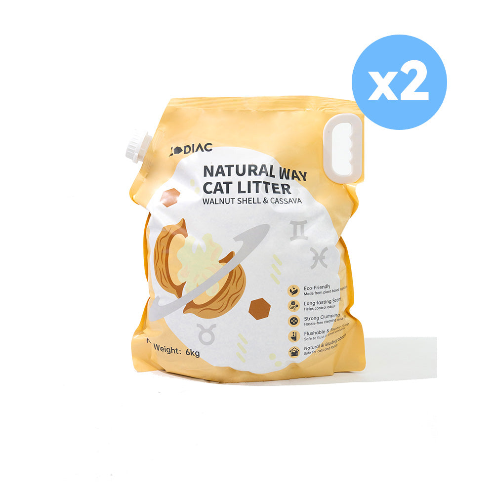 ZODIAC Natural Way Walnut Shell & Cassava Cat Litter - 6Kg x 2