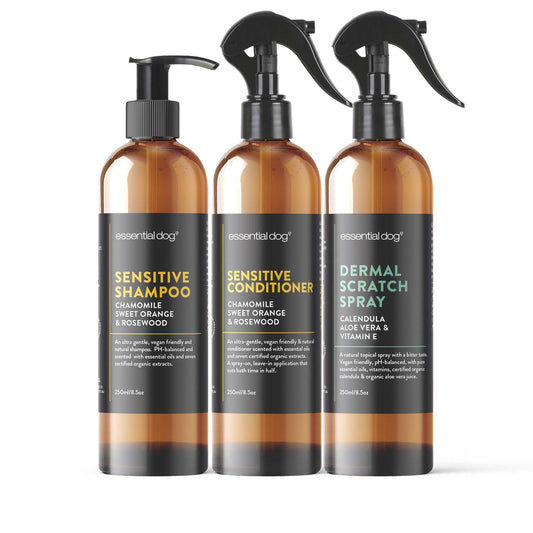 Essential Dog - Dog Sensitive Skin Value Pack: Shampoo, Conditioner and Dermal Itch Spray