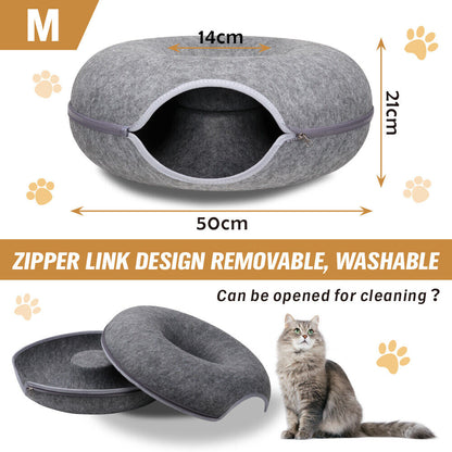 Cat Cave Bed Tunnel - Dark Grey