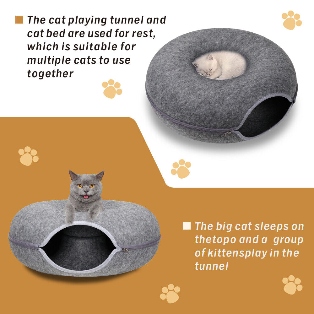 Cat Cave Bed Tunnel - Dark Grey