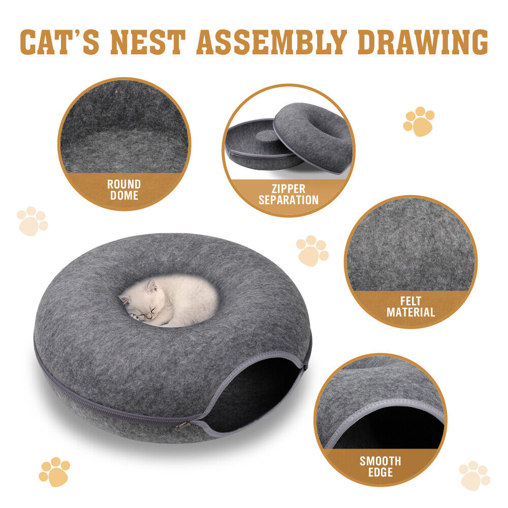 Cat Cave Bed Tunnel - Dark Grey