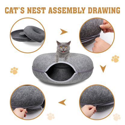 Cat Cave Bed Tunnel - Dark Grey