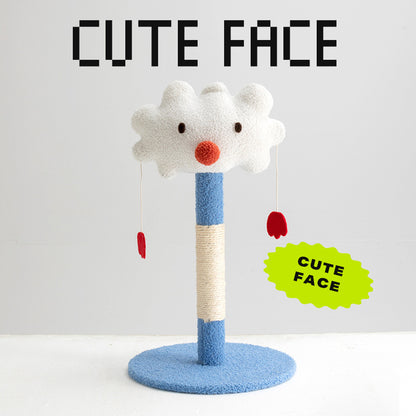 Cute Emoticon Cat Scratching Post Toy Cat Tree - White