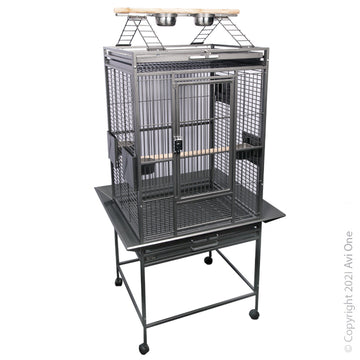 Avi One Parrot Cage with Play Pen (Silver Black)