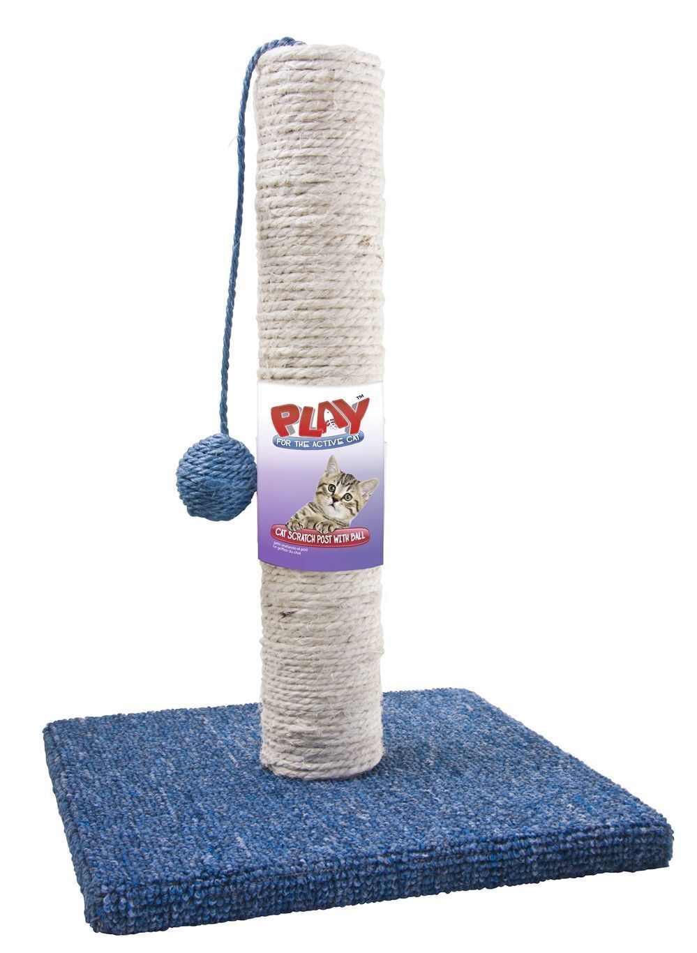 Active Cat - Cat Scratch Pad Post Kitten Scratching Pole Stand With Toy Ball