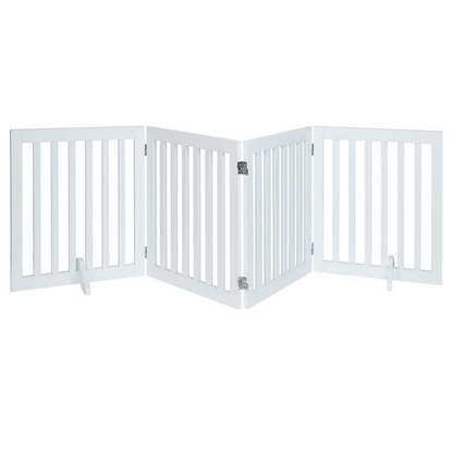 Four Panel Freestanding Dog Gate - White