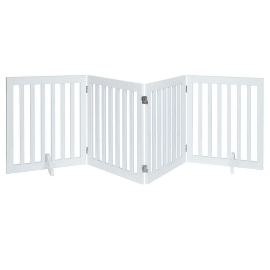 Four Panel Freestanding Dog Gate - White