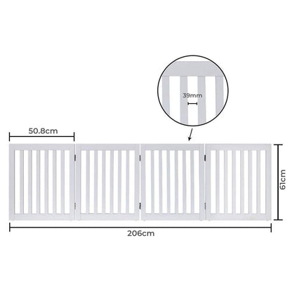 Four Panel Freestanding Dog Gate - White