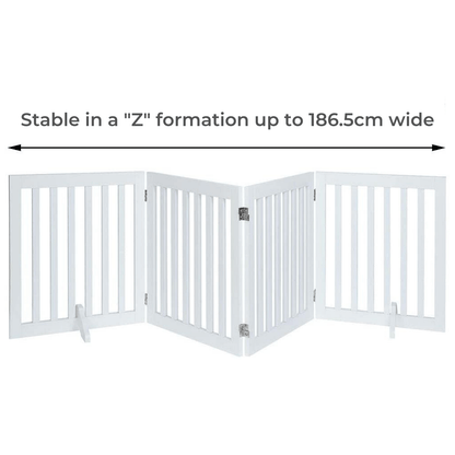 Four Panel Freestanding Dog Gate - White