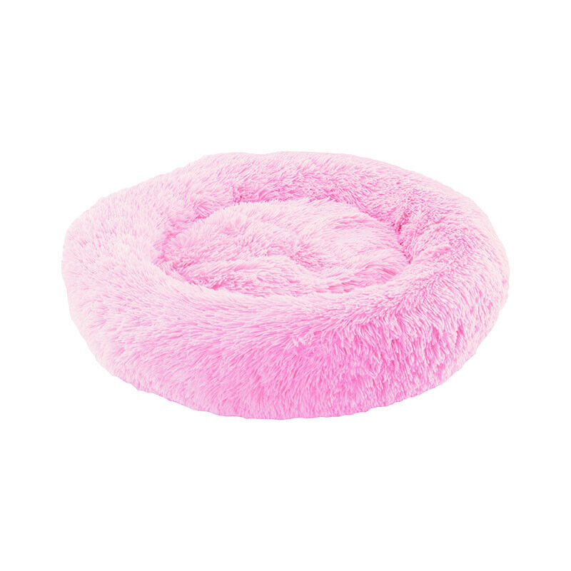 PawfectFriend Calming Donut Bed – Plush Fluffy Cushion for Dogs & Cats, Medium 50cm (Pink)