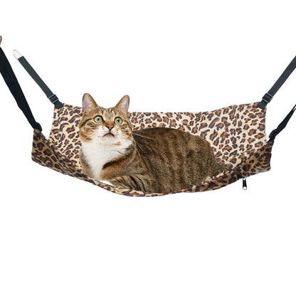 Adjustable Cat Hammock Bed Swinging Hanging Warm Fleece - Leopard Print