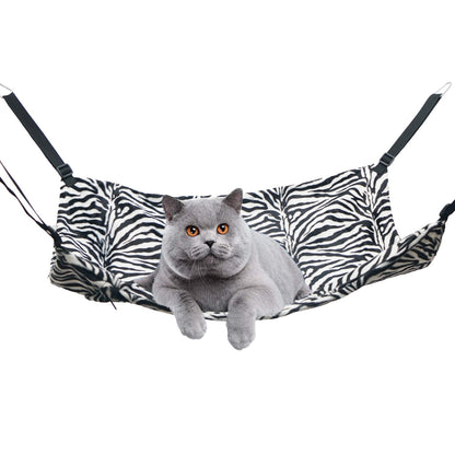 Adjustable Cat Hammock Bed Swinging Hanging Warm Fleece - Zebra Stripe