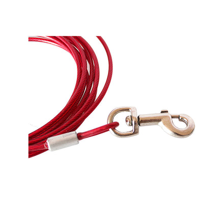 5M Dog Tie Out Cable Leash Lead Tangle-Free Outdoor Yard Walking Running - Red