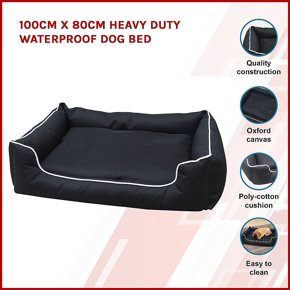 100cm x 80cm Heavy Duty Waterproof Dog Bed - Indoor/Outdoor