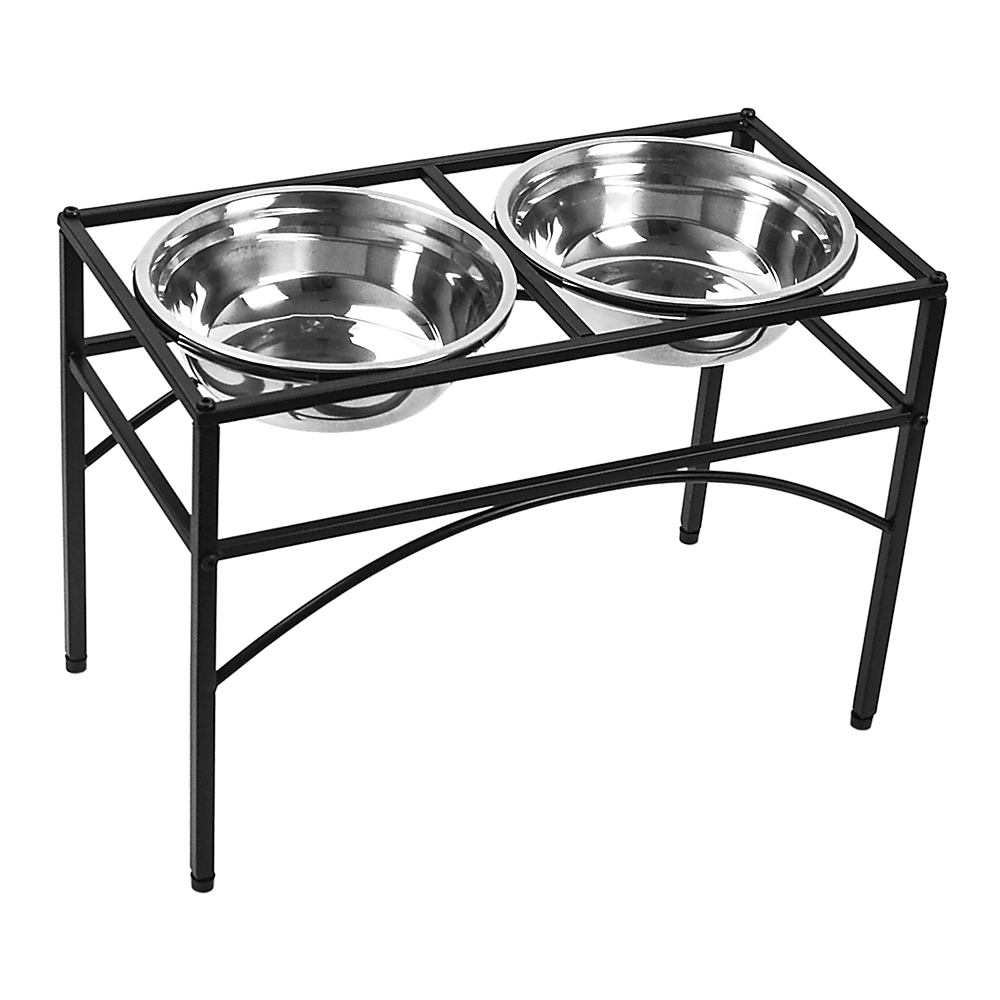 Dual Elevated Raised Pet Bowl - Stainless Steel