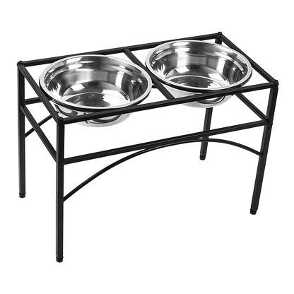 Dual Elevated Raised Pet Bowl - Stainless Steel