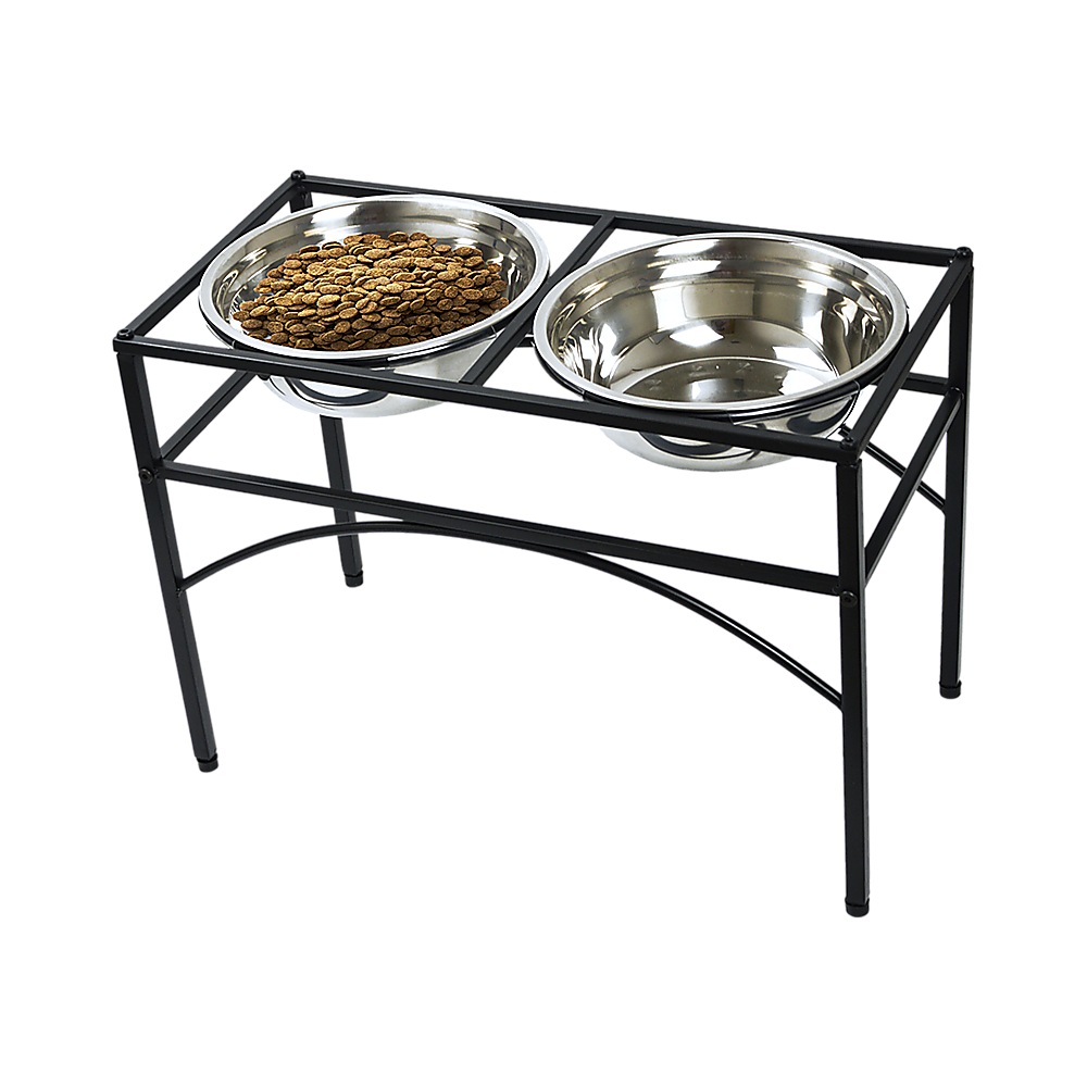 Dual Elevated Raised Pet Bowl - Stainless Steel