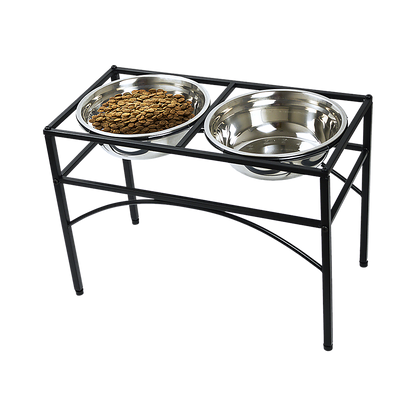 Dual Elevated Raised Pet Bowl - Stainless Steel