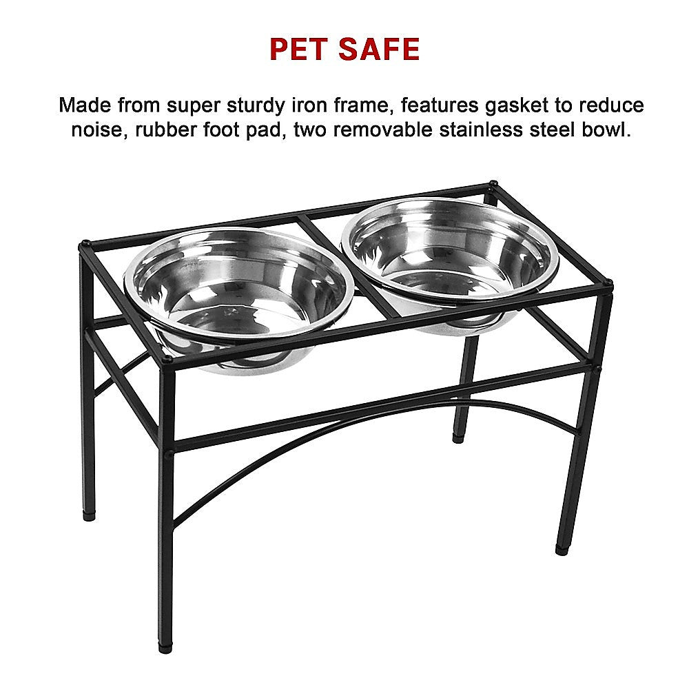 Dual Elevated Raised Pet Bowl - Stainless Steel